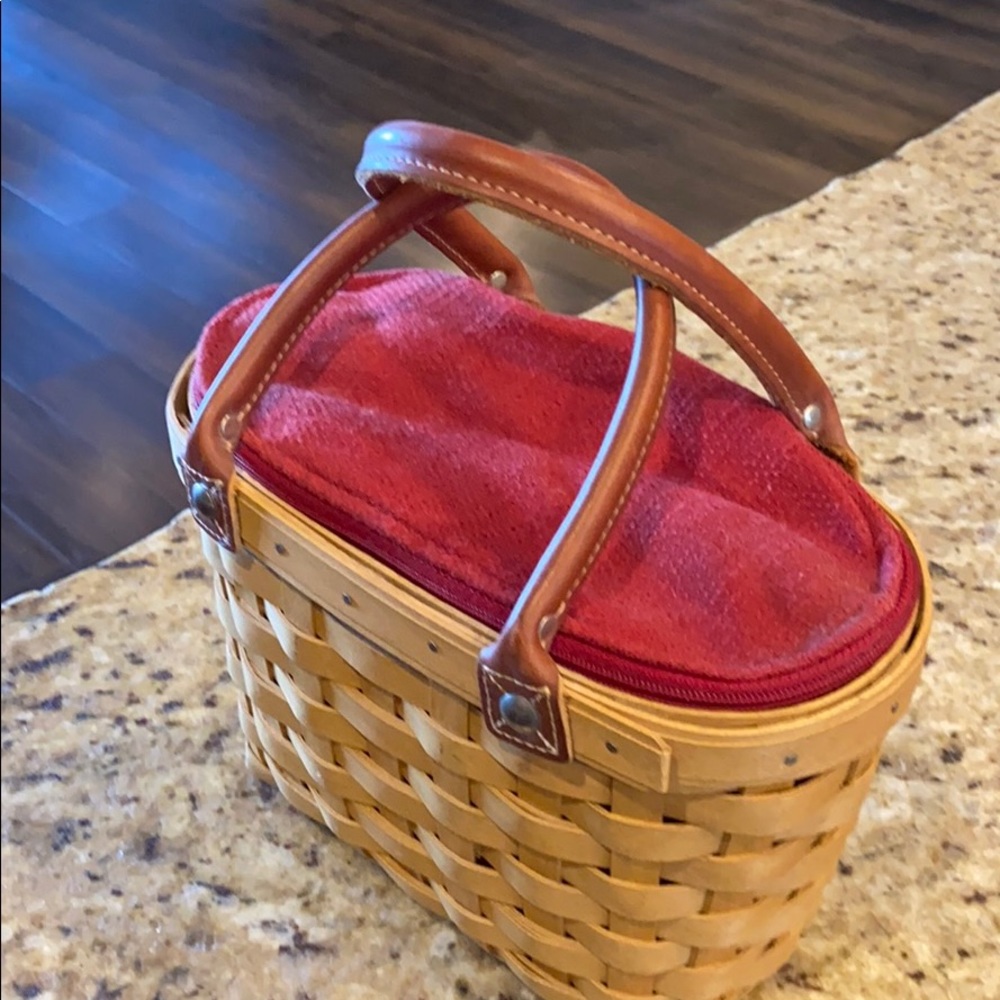 Purse basket w/ leather handles
